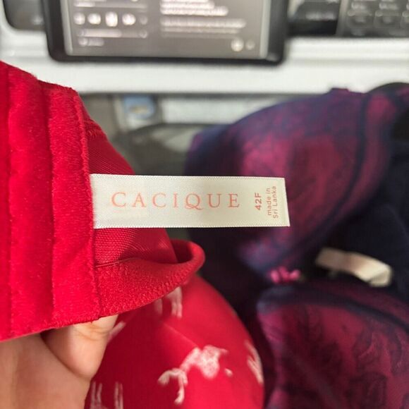 Cacique T-Shirt Bra 42F Red Lightly Lined Deer Reindeer Underwired Full Support - Picture 5 of 5